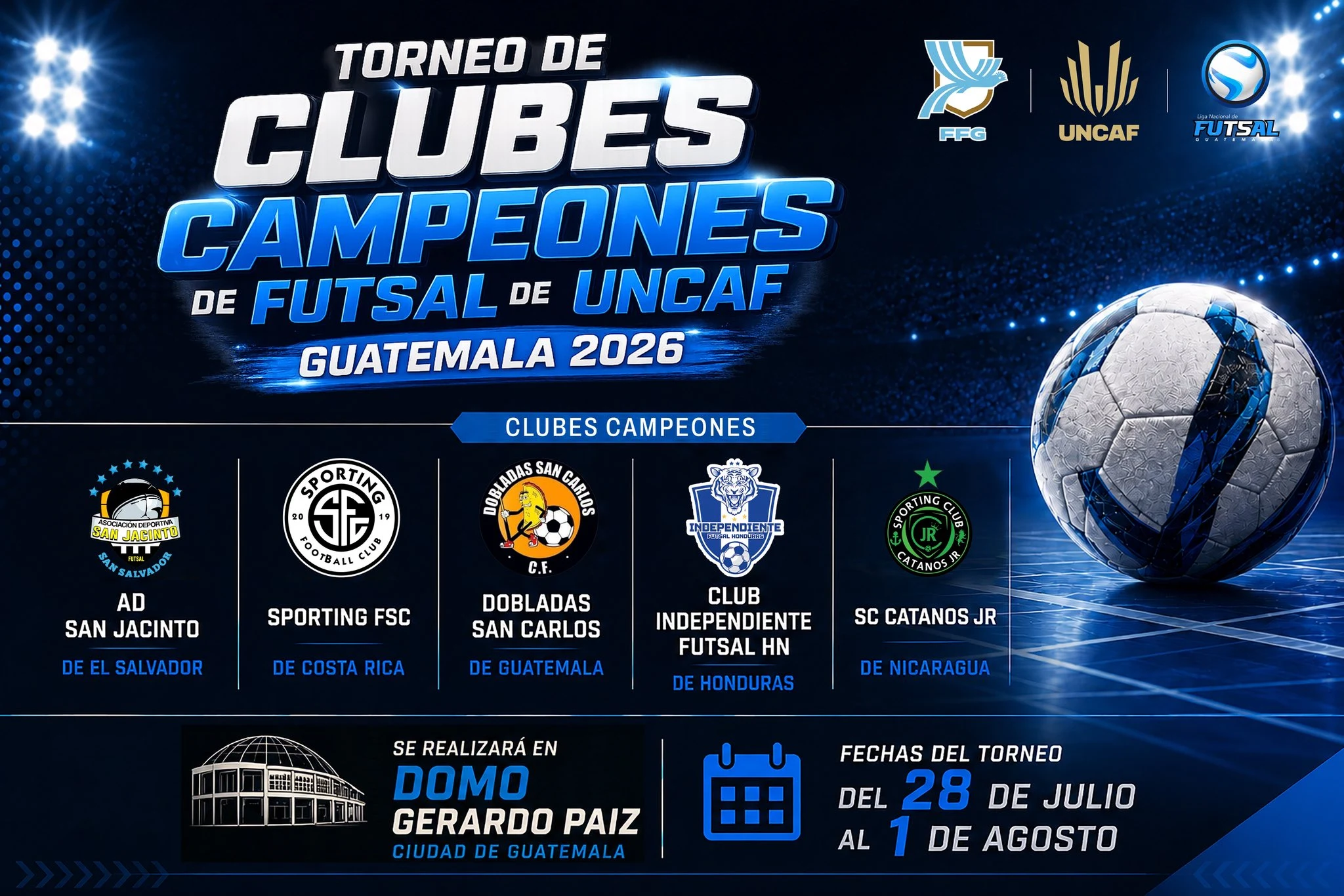 Guatemala será sede del Torneo de Clubes Campeones de Futsal de UNCAF 2026